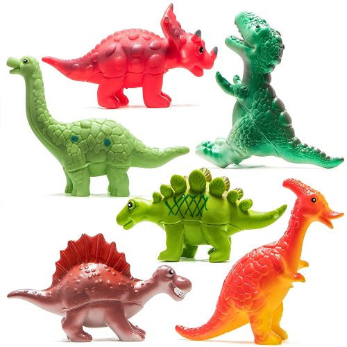 Playing Colorful Toy Dinosaur